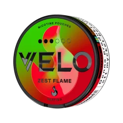 VELO Zest Flame, velo nicotine pouches,, velo snus, velo snuss, velo snuff, velo snooze
