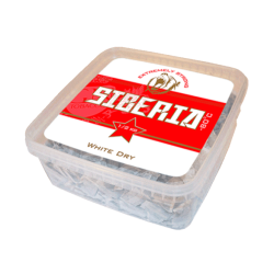 Siberia White Dry Extremely Strong 500g box — 43mg/g, ~31 cans, ~34mg per portion, white dry format, GN Tobacco Sweden