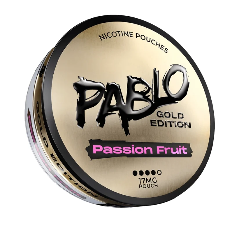 Pablo Gold Edition Passion Fruit nicotine pouches — 30-35mg/g ~20-22mg per pouch — beta-damascenone floral tropical Gold Edition — NGP Empire Scandinavia