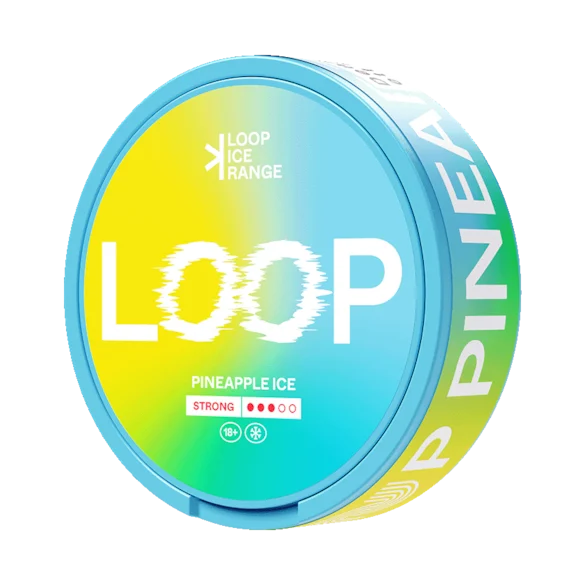 LOOP Pineapple Ice Strong nicotine pouch can — allyl hexanoate fresh pineapple menthol TRPM8 cold Strong tobacco-free InstantRush PlantCan Another Factory AB Sweden