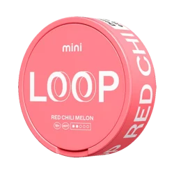 LOOP Red Chili Melon Mini nicotine pouch can — capsaicin TRPV1 heat menthol TRPM8 cold nonadienal melon Mini format discreet Hyper Strong tobacco-free InstantRush PlantCan Another Factory AB Sweden