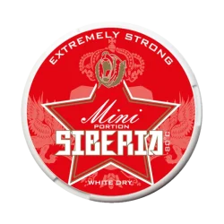 Siberia White Dry Mini Portion snus — 43mg/g, ~19mg per portion, 9g can, mini format, white dry, sharp spearmint, GN Tobacco Sweden
