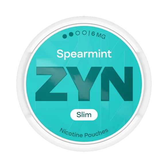 ZYN Spearmint 6mg S2 nicotine pouch can — 6mg Normal tobacco-free pure L-carvone spearmint gentle warm herbal mint Slim format 20 pouches Swedish Match Lidköping Sweden FDA MRTP authorised