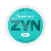 ZYN Spearmint Slim 9mg S3 nicotine pouch can — 9mg Strong tobacco-free pure L-carvone spearmint ZYN 3.0 reformulation Slim format 20 pouches Swedish Match Lidköping Sweden FDA MRTP authorised