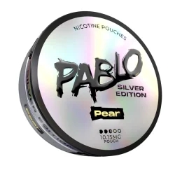 Pablo Silver Edition Pear nicotine pouches — isoamyl acetate sweet floral pear cis-3-hexenol botanical freshness — ~10mg ~15mg/g Silver Edition — 14g semi-moist — NGP Empire Scandinavia